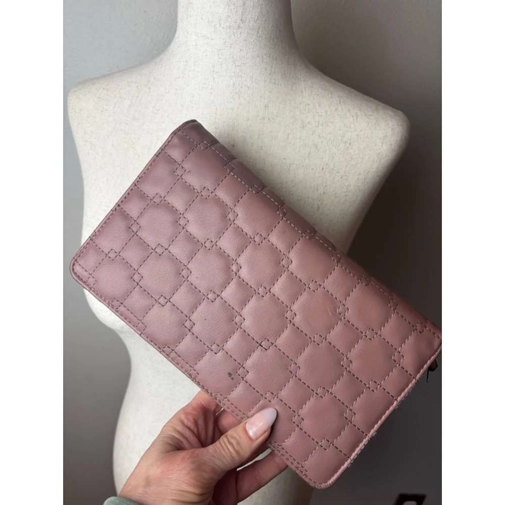 Anne Klein Mauve Quilted Wallet clutch 3 pc passport holder coin purse